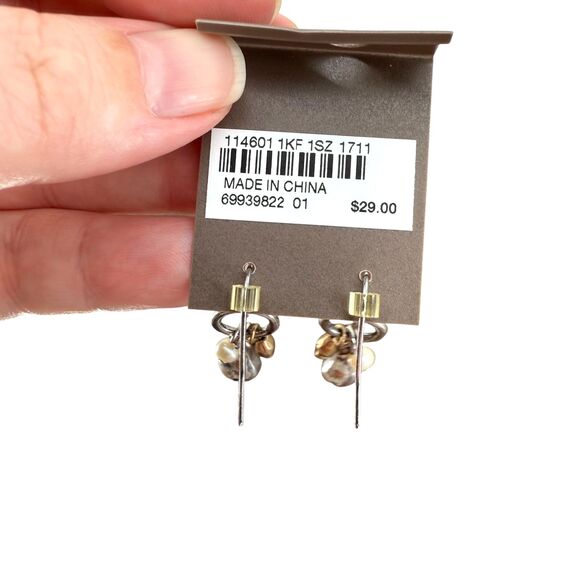 J. Jill Layered Necklace & Earrings Beaded Metal Pear Charm Rhinestone Dangle - Picture 11 of 11